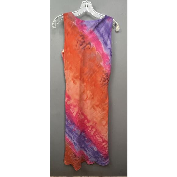 DG Donna Gray Vintage Maxi Dress Sleeveless Womens size 4 Colorful Watercolor - Picture 2 of 8